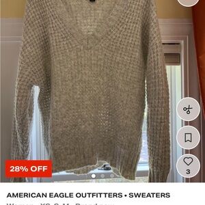 American Eagle Outfitters Women's Beige V-Neck Sweater